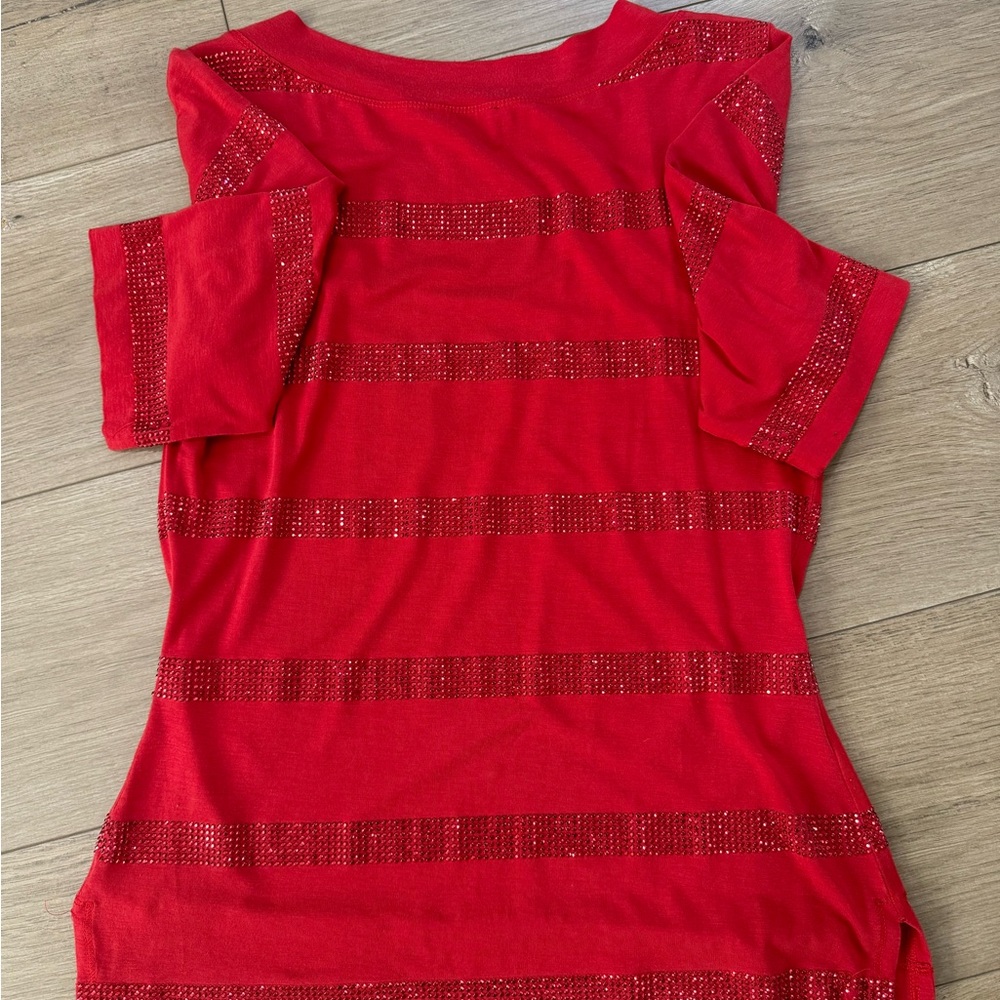 Short-Sleeve Stretch Rhinestone Top - Picture 3 of 5